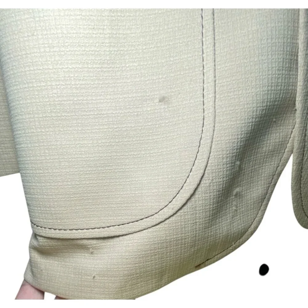 Vintage Beige Textured Mens Blazer 70's Geometric Lining & Dark Trim Retro Disco